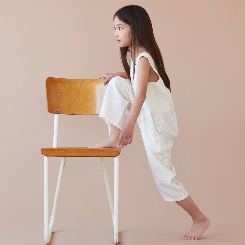 Black Crane mini linen romper